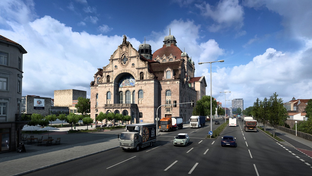 Twórcy ETS2 chwalą się, jak odświeżyli miasto znane z sądu nad nazistami, źródło grafiki: SCS Software.