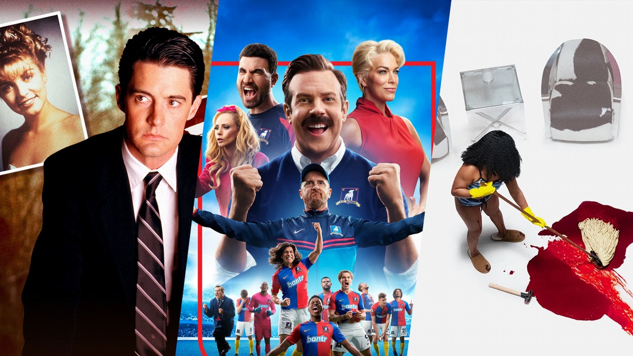 Co obejrzeć na Prime Video, Apple TV Plus i SkyShowtime w weekend 17-19 marca 2023 roku, źródło grafiki: Miasteczko Twin Peaks, Mark Frost i David Lynch, ABC, 1990 / Ted Lasso, Jason Sudeikis, Bill Lawrence, Brendan Hunt i Joe Kelly, Apple TV+, 2020 / Rój, Donald Glover i Janine Nabers, Amazon Prime Video, 2023.