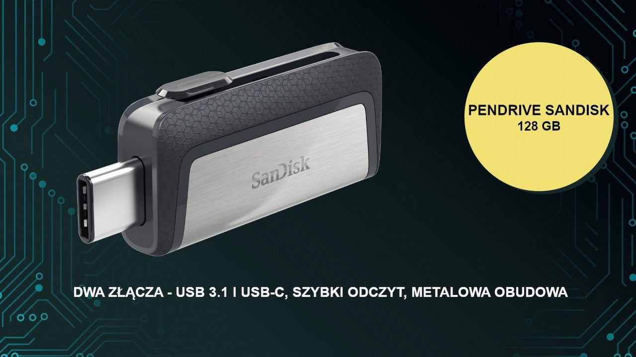 Tego pendrive’a podłączysz do PC i telefonu bez używania przejściówek.