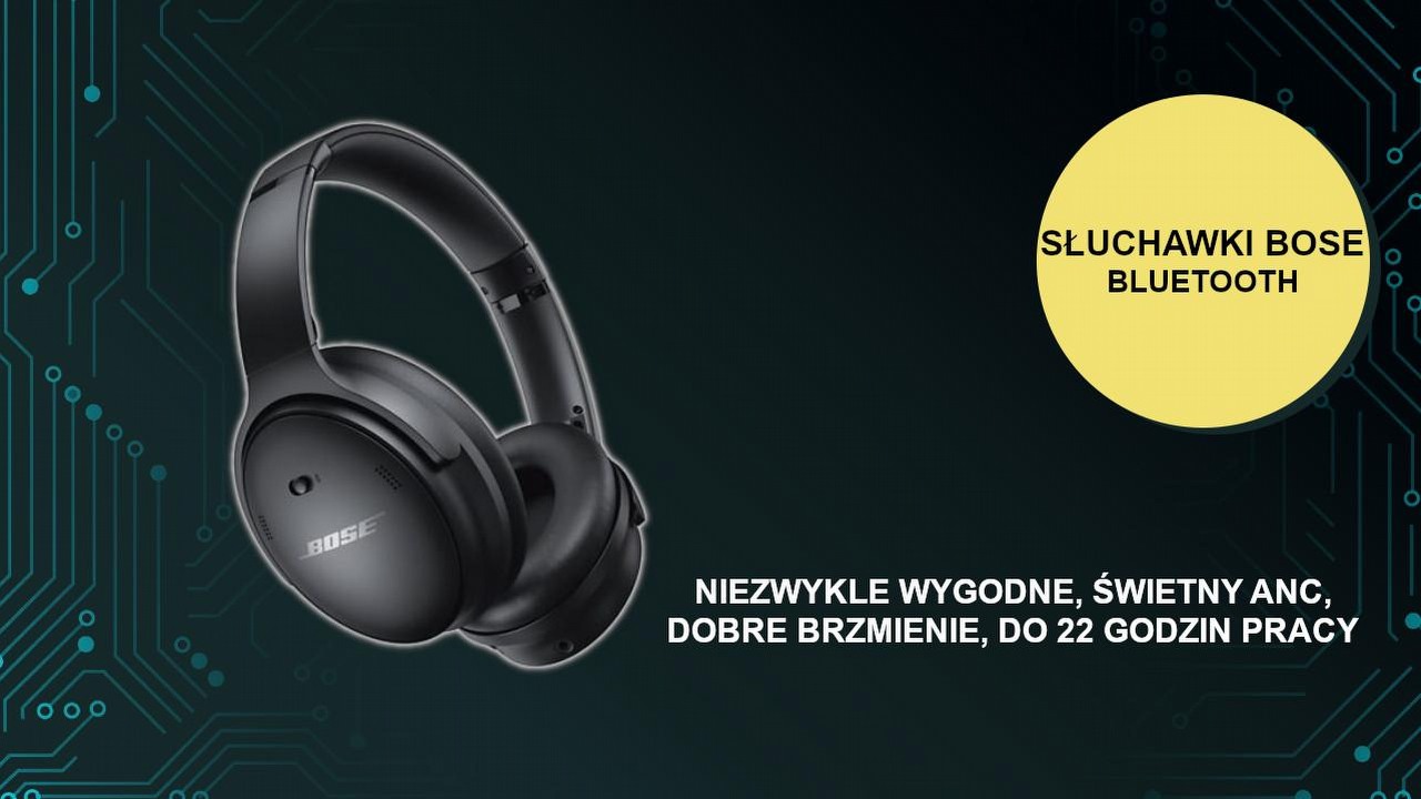 Wygodne słuchawki Bluetooth z aktywną redukcją szumów i dobrą baterią.