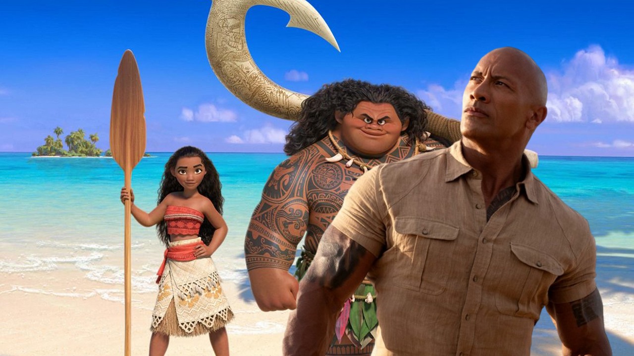 Dwayne Johnson wystąpi w następnym aktorskim remake'u hitu Disneya, źródło grafiki: Vaiana: Skarb oceanu, Ron Clements, John Musker, Disney, 2016, Jumanji: Następny poziom, Jake Kasdan, Sony Pictures Entertainment, 2019.