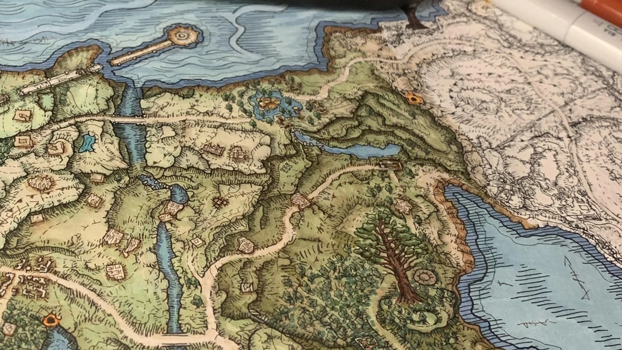 Ta ręcznie rysowana mapa z Elden Ring wygląda lepiej od tej z gry, źródło grafiki: FromSoftware..