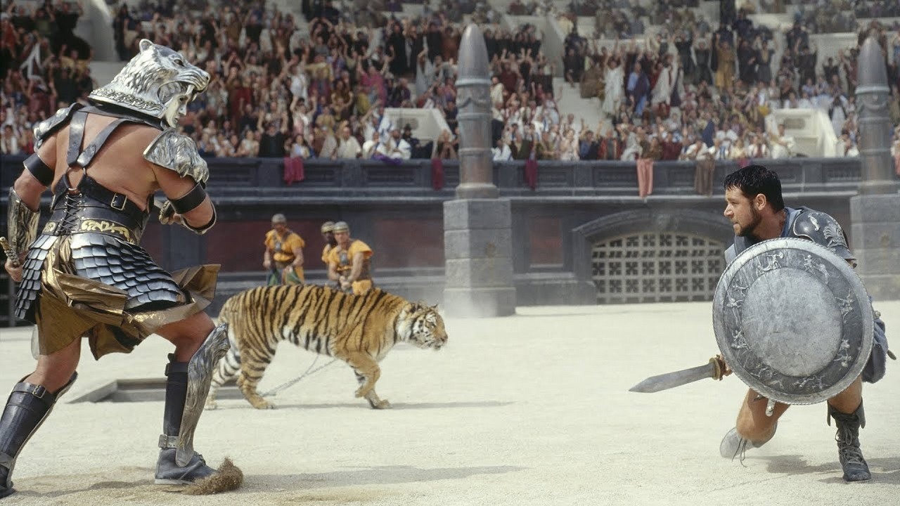 W Gladiatorze w tej scenie znajdują się szczegóły, które nie pasują do filmu, źródło grafiki: Gladiator; Ridley Scott; Universal Pictures; 2000.