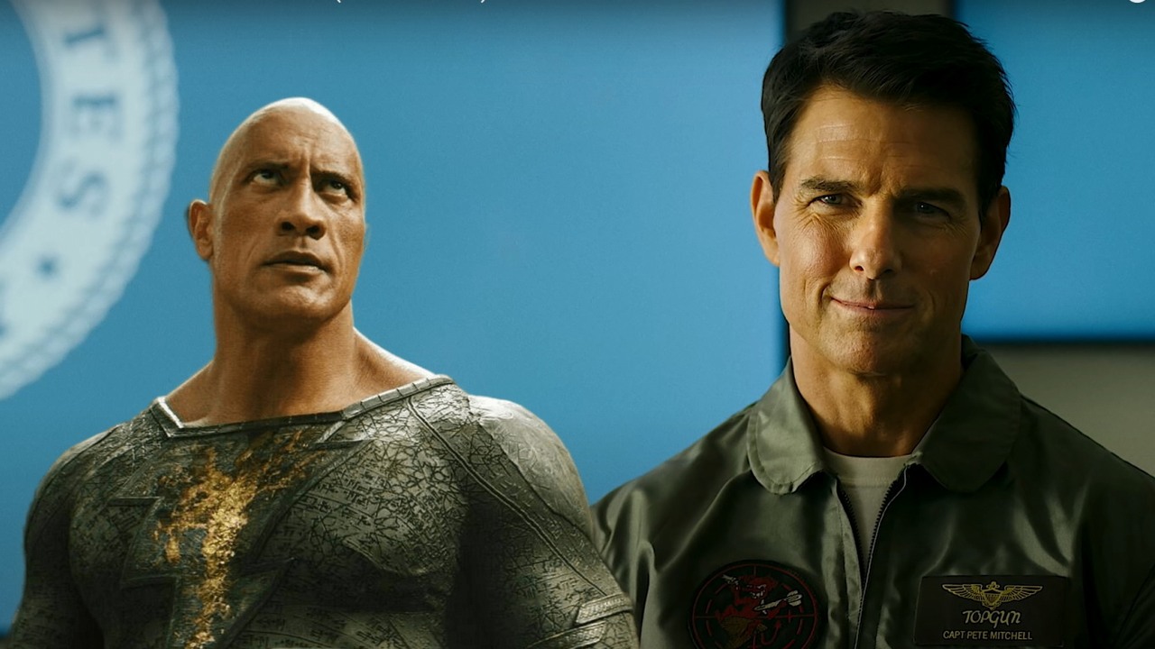 Tylko starsi aktorzy liczą się dla widzów; do kin idą dla Toma Cruise’a i The Rocka, źródło grafiki: Top Gun: Maverick; Joseph Kosinski; Paramount Pictures; 2022 / Black Adam; Jaume Collet-Serra; Warner Bros. Pictures; 2022.