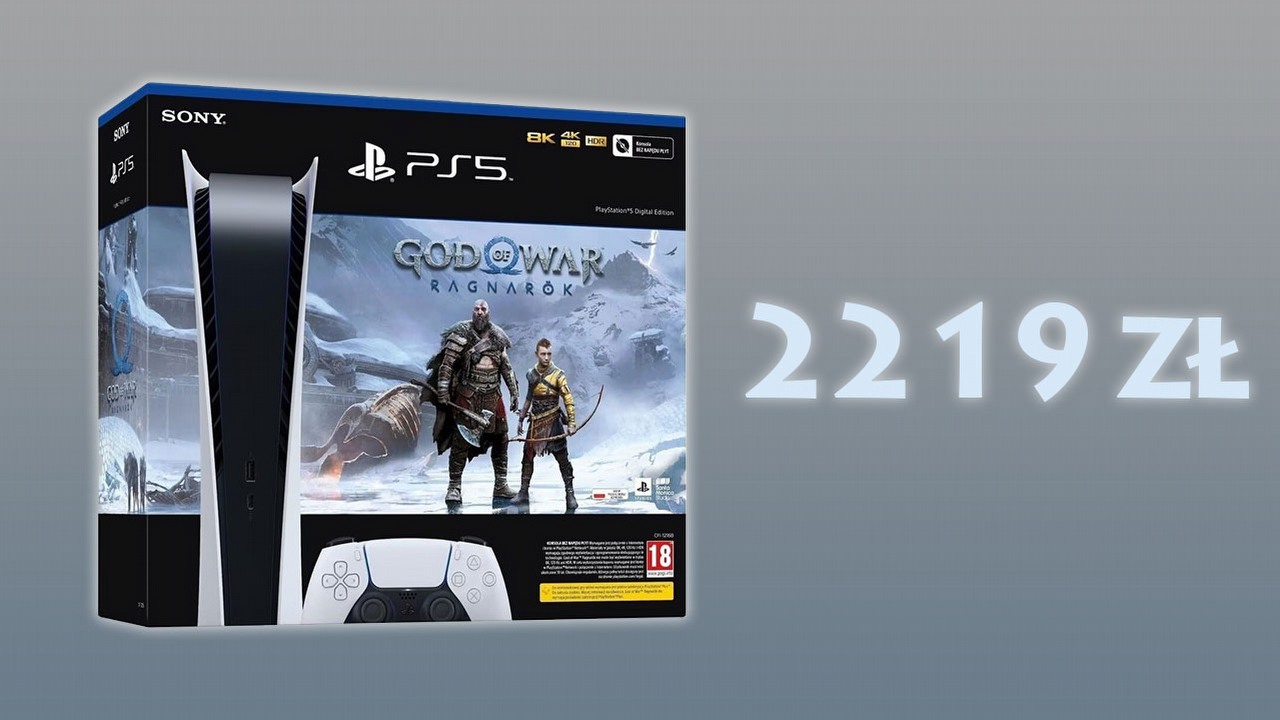 PS5 Digital + God of War: Ragnarok w promocji Media Markt, źródło grafiki: God of War: Ragnarok; Santa Monica Studio.