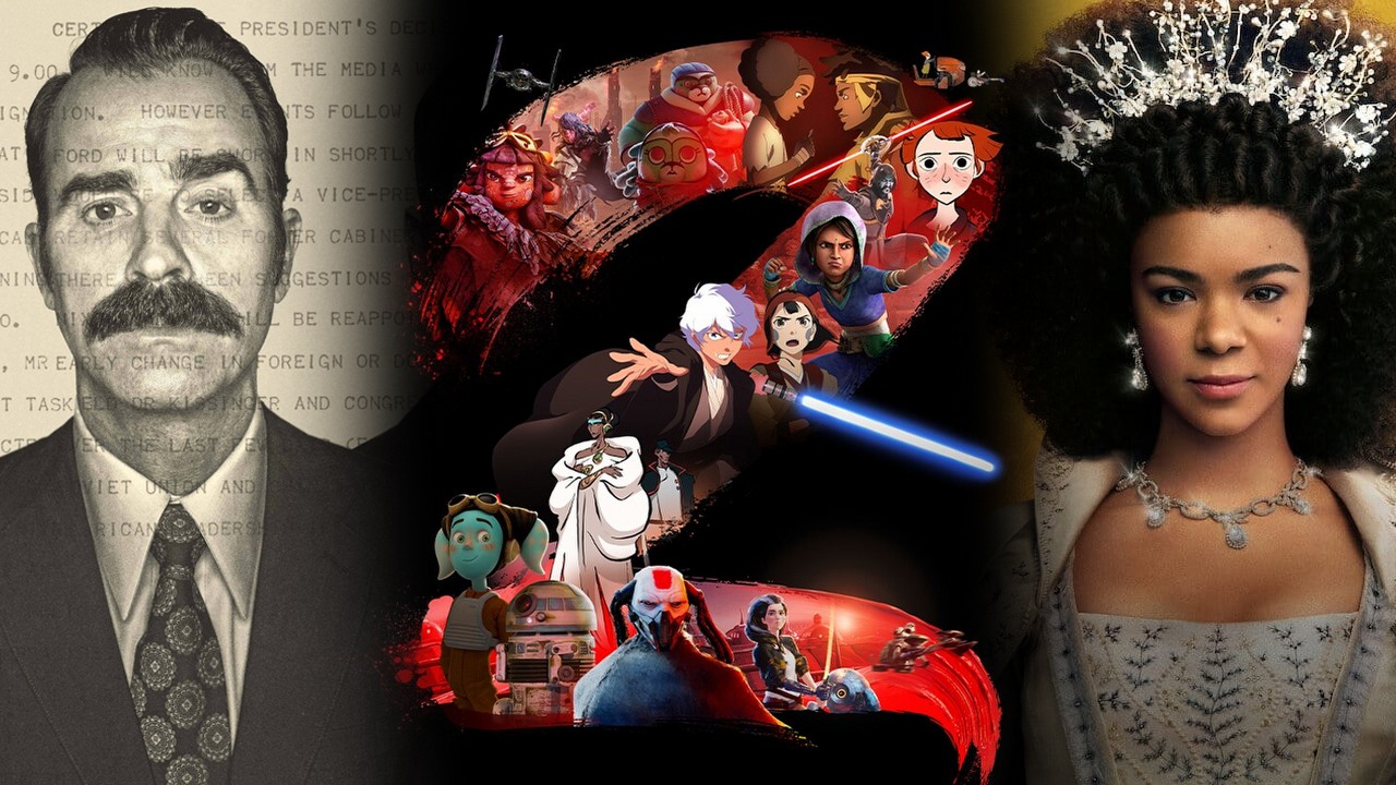 Co obejrzeć na Netflix, HBO Max i Disney Plus w weekend 5-7 maja 2023 roku, źródło grafiki: Hydraulicy z Białego Domu, Alex Gregory i Peter Huyck, HBO, 2023 / Gwiezdne wojny: Wizje, Lucasfilm, 2021 / Królowa Charlotta: Opowieść ze świata Bridgertonów, Shonda Rhimes, Netflix, 2023.