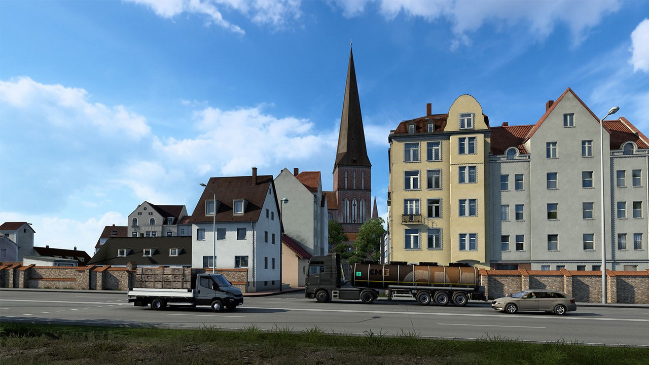 Przebudowa Niemiec w ETS2 trwa; oto jak wypiękniało nadmorskie miasto, źródło grafiki: SCS Software.