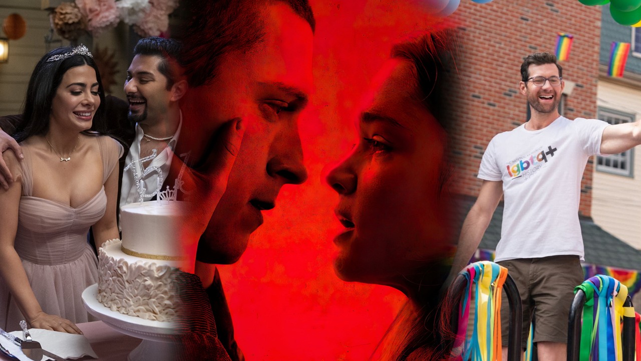 Co obejrzeć na Prime Video, Apple TV Plus i SkyShowtime w weekend 2-4 czerwca 2023 roku, źródło grafiki: Z miłością, Gloria Calderón Kellett, Amazon Prime Video, 2021 / Cherry: Niewinność utracona, Anthony i Joe Russo, Apple TV+, 2021 / Bros, Nicholas Stoller, Universal Pictures 2022.