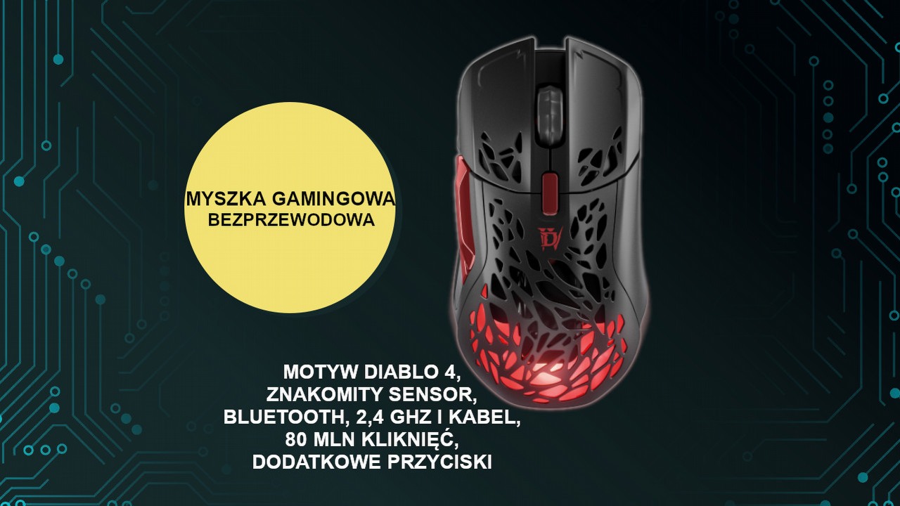 Piekielnie piękna, precyzyjna i szybka myszka bezprzewodowa dla graczy.
