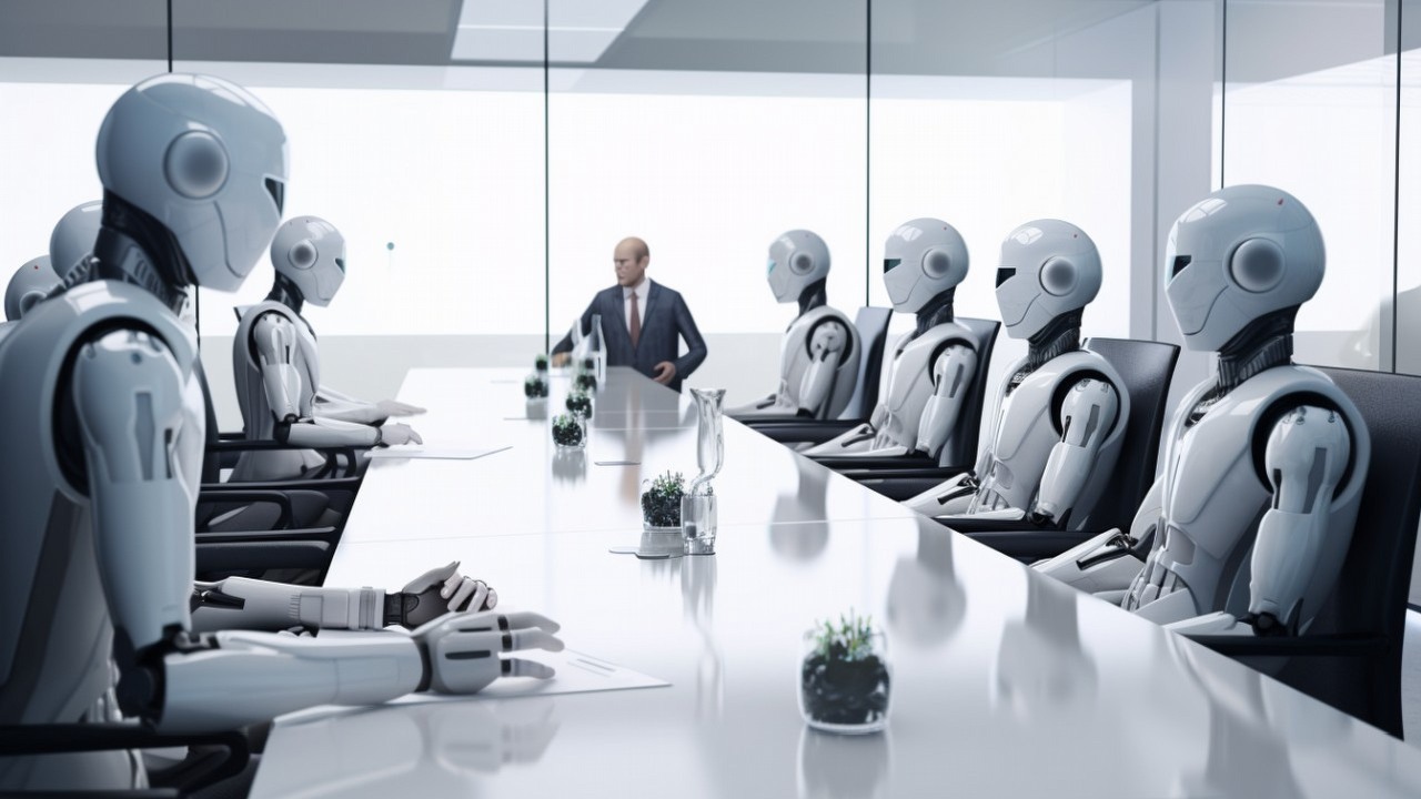 AI może przeprowadzać nawet połowę rozmów o pracę już w 2024 roku, źródło grafiki: Midjourney.