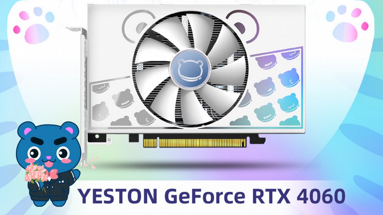 RTX 4060 może nie jest najwydajniejszy, ale ten model przynajmniej jest uroczy, źródło grafiki: Yeston.