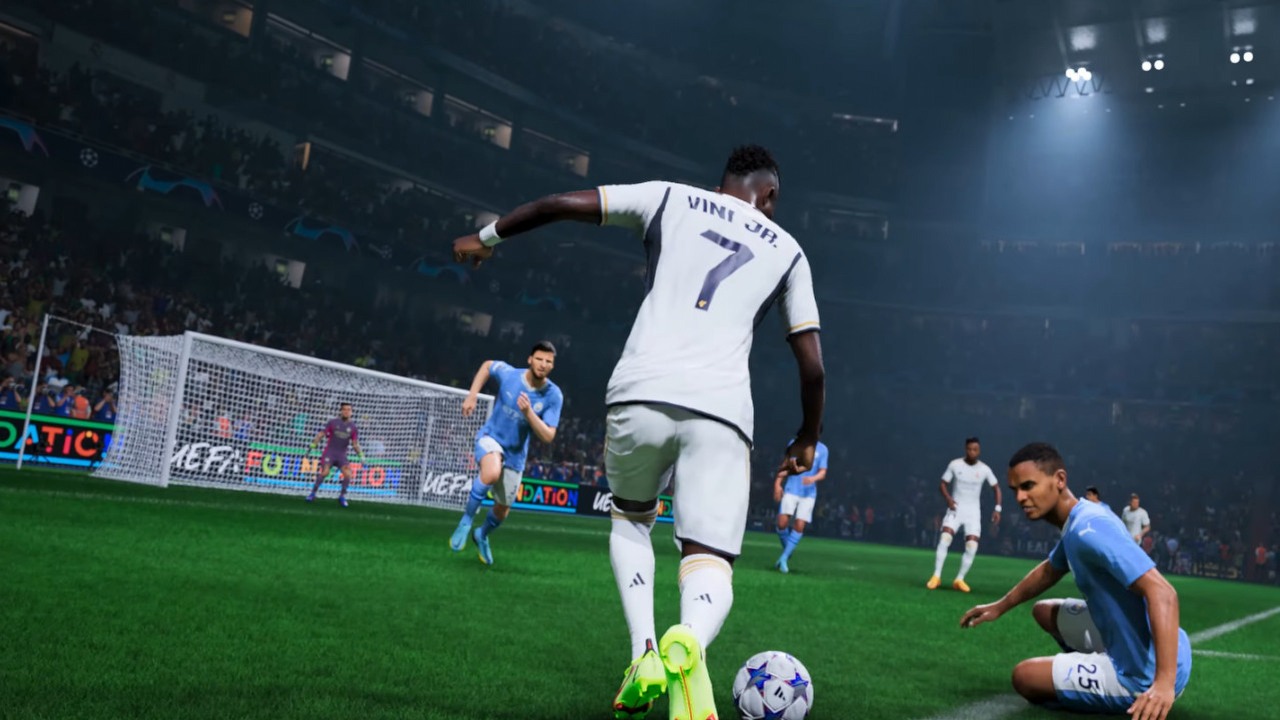 EA Sports FC 24 na pierwszym trailerze; gracze śmieją się z okładki, źródło grafiki: Electronic Arts.