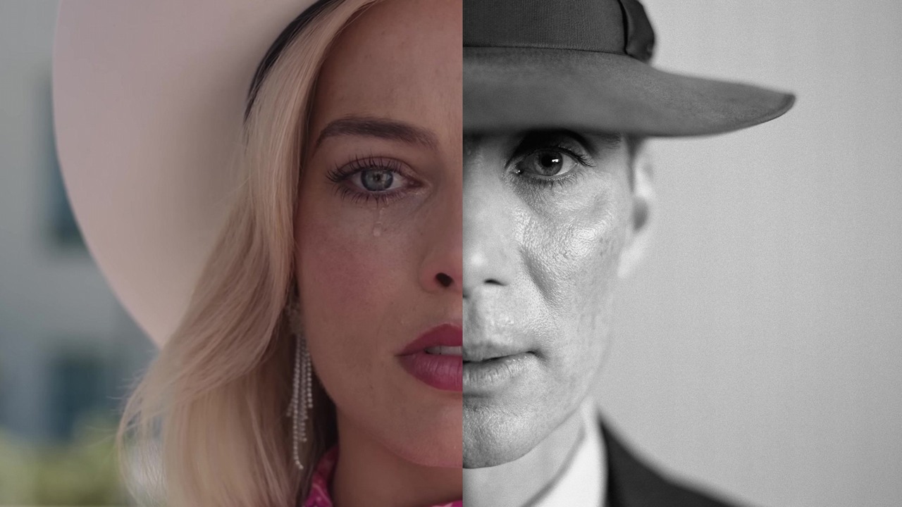 Filmy Barbie i Oppenheimer stały się internetowym fenomenem. Wyjaśniamy Barbenheimera, źródło grafiki: Barbie, Greta Gerwig, 2023, Oppenheimer, Christopher Nolan, 2023..