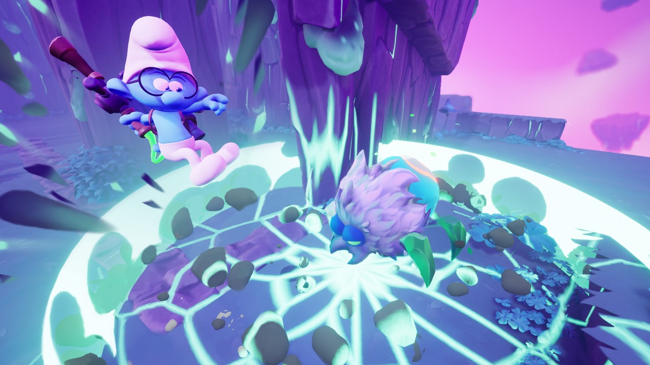 Zobacz wypełniony akcją gameplay z gry Smerfy 2: Więzień Zielonego Kamienia, źródło grafiki: Microids / Steam.