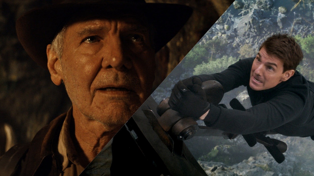 Czemu Indiana Jones 5 i Mission Impossible 7 nie dają rady? Eksperci próbują odpowiedzieć, źródło grafiki: Indiana Jones i artefakt przeznaczenia; reż. James Mangold; Walt Disney Studios Motion Pictures; 2023 / Mission: Impossible – Dead Reckoning Part One; reż. Christopher McQuarrie; Paramount Pictures; 2023.
