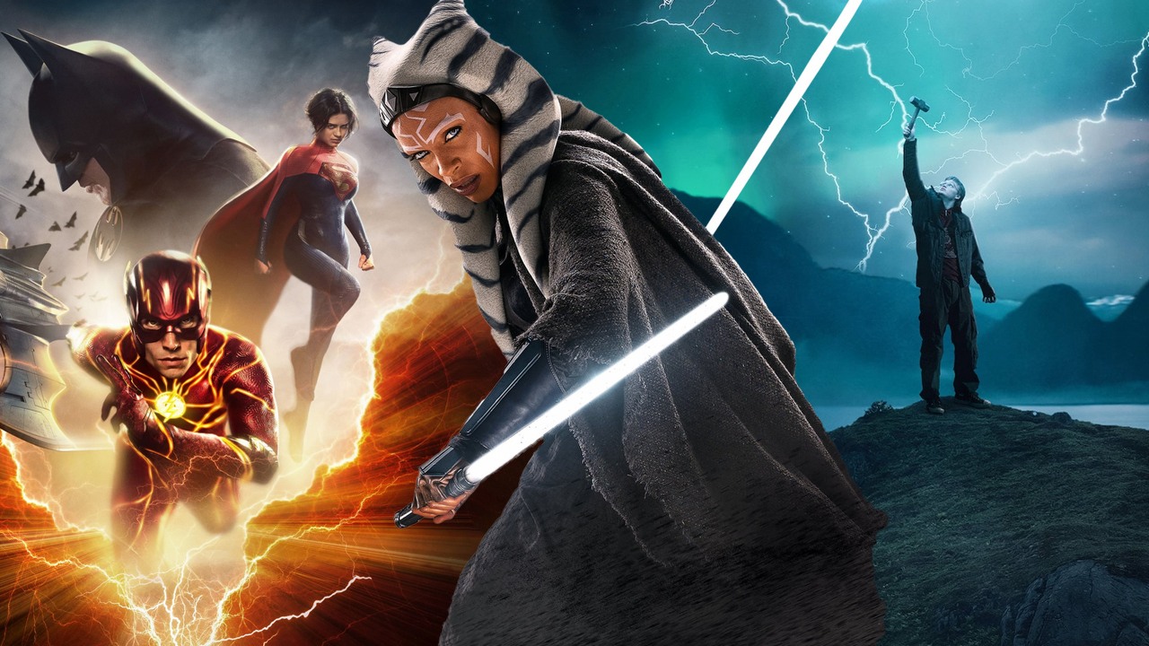 Co obejrzeć na Netflix, HBO Max i Disney Plus w weekend 25-27 sierpnia 2023 roku, źródło grafiki: The Flash, Andy Muschietti, Warner Bros. Pictures, 2023 / Ahsoka, Dave Filoni, Disney+, 2023 / Ragnarok, Adam Price, Netflix, 2020.