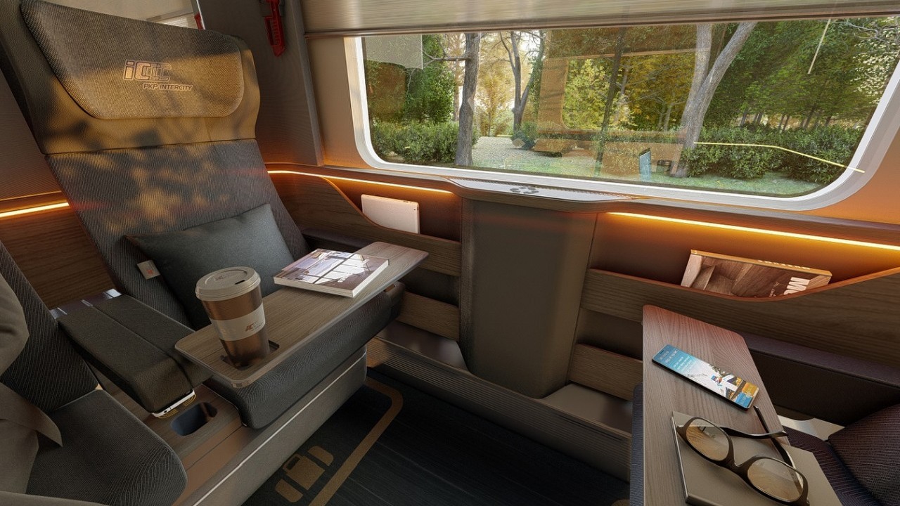 PKP Intercity przedstawia nowe, komfortowe wnętrza wagonów pasażerskich, źródło grafiki: PKP Intercity.