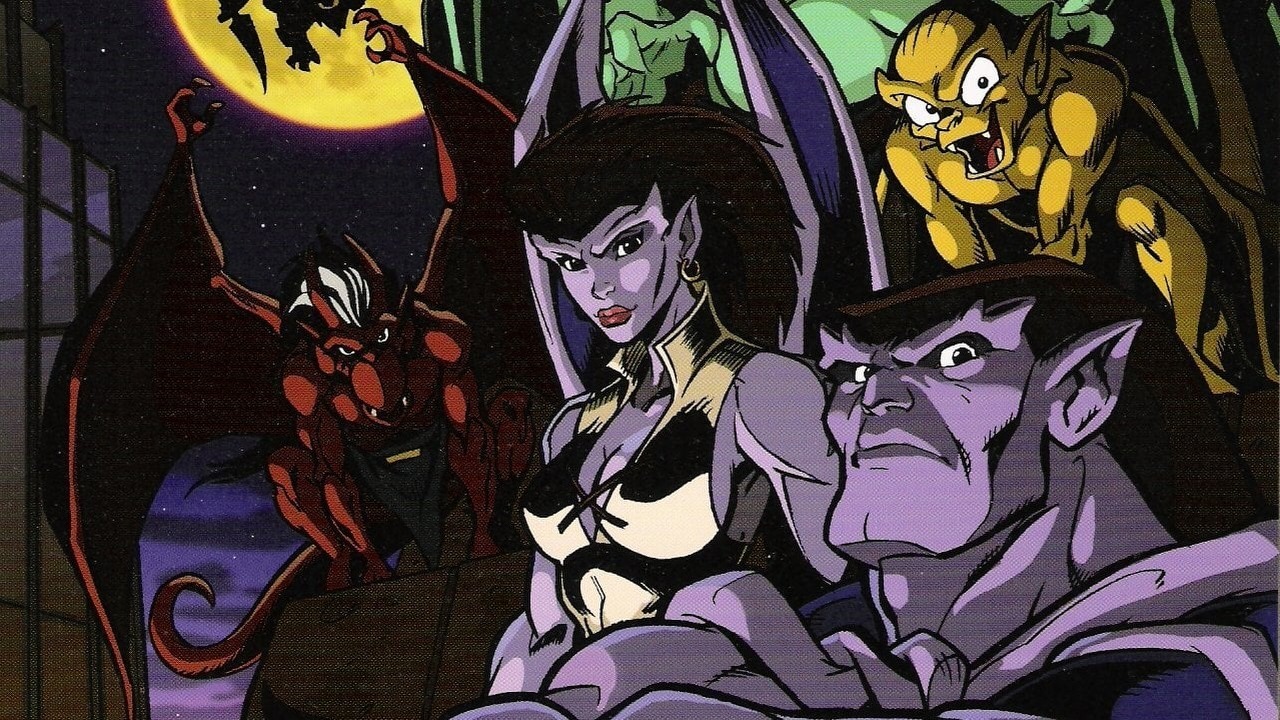 Nadchodzi aktorski serial Gargoyles od Disney Plus. Producentem mistrz horroru, źródło grafiki: Gargoyles; Dennis Woodyard i Frank Paur; Syndicated i ABC; 1994.