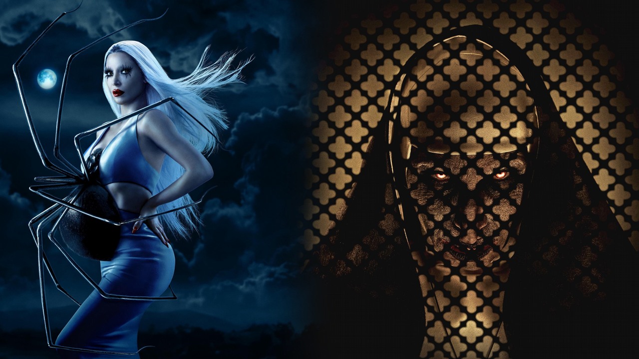 Co obejrzeć na Netflix, HBO Max i Disney Plus w weekend 27-29 października 2023 roku, źródło grafiki: American Horror Story: Oczekiwanie, Ryan Murphy i Brad Falchuk, FX, 2023 / Zakonnica II, Michael Chaves, Warner Bros. Pictures, 2023.
