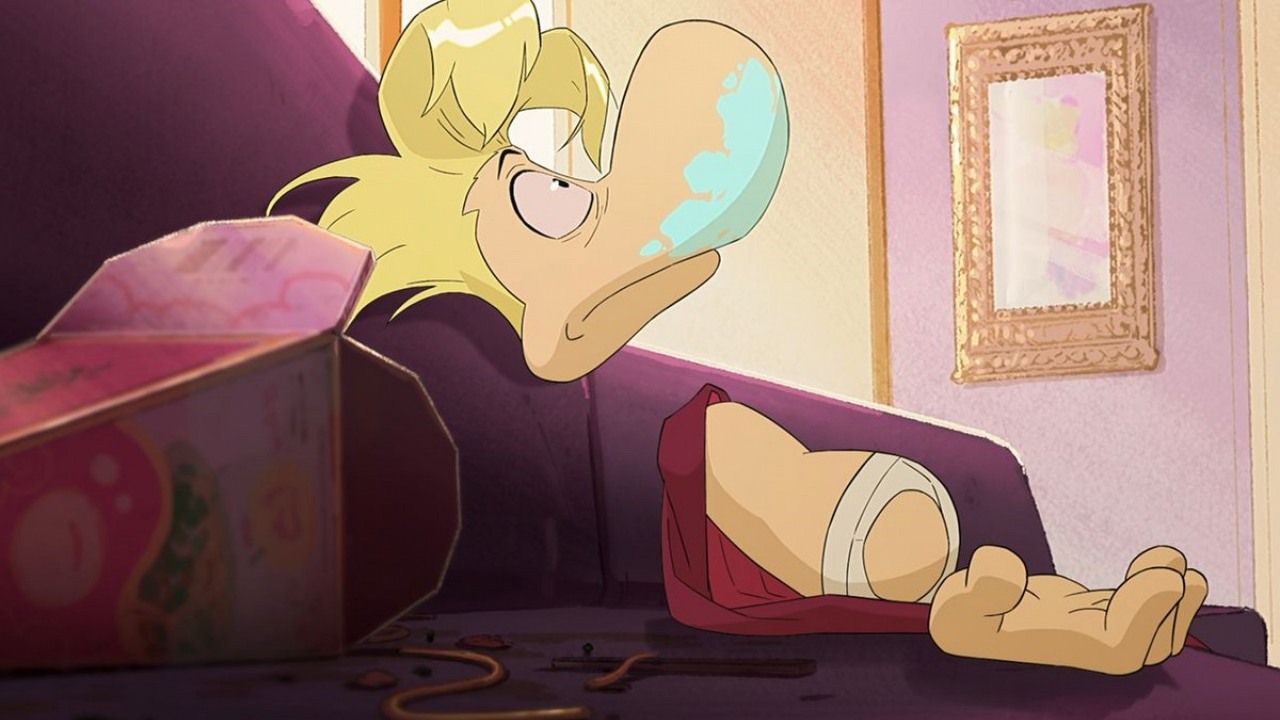 Rayman powraca w nowym serialu Netflixa. Sfrustrowany bohater upadł w Captain Laserhawk naprawdę nisko, źródło grafiki: Captain Laserhawk: A Blood Dragon Remix; Adi Shankar; Netflix; 2023.