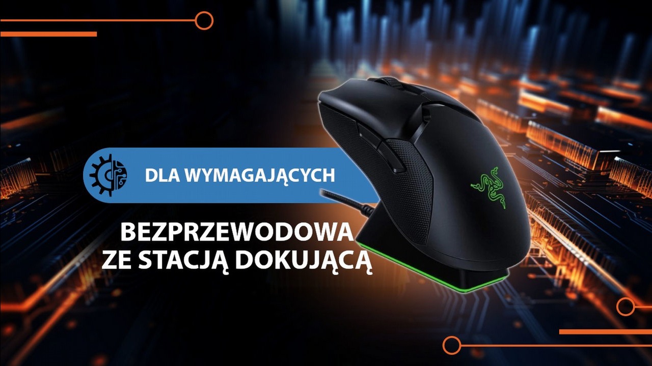 Symetryczna, bezprzewodowa myszka z najwyższej półki. Naładujesz ją w stacji dokującej.