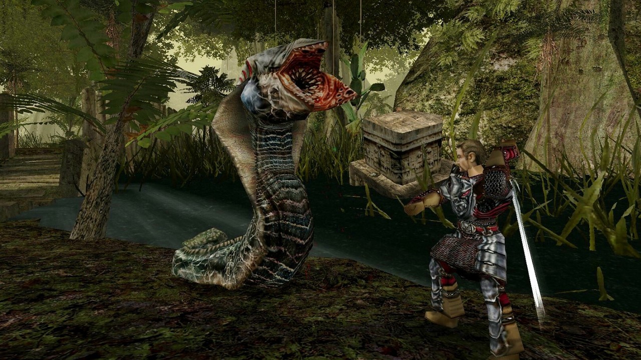 Wąż błotny szczerzy trzy pary zębów na nowej grafice z Gothic Remake, źródło grafiki: THQ Nordic..