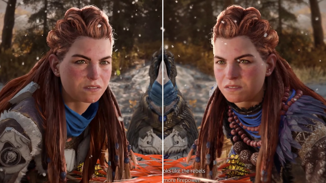 To porównanie Horizon Forbidden West na PS5 i PC pokazuje, że gra będzie wyglądać równie niesamowicie na komputerach, źródło grafiki: Cycu1 | YouTube.