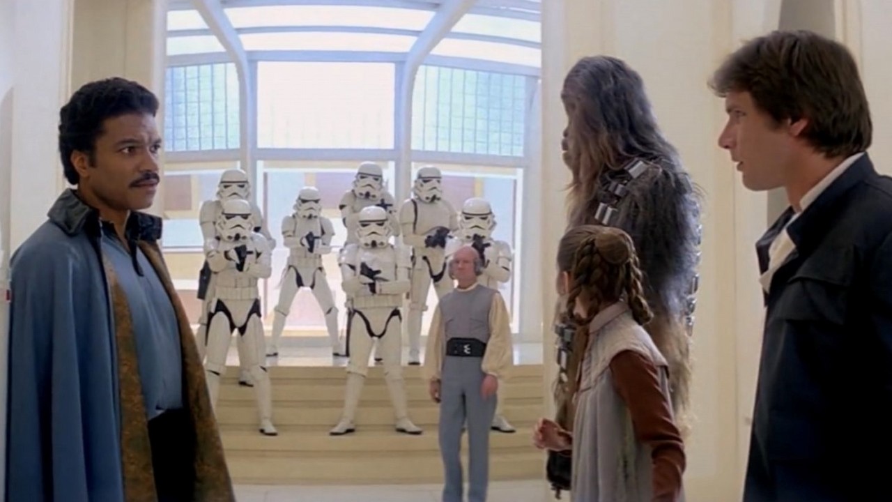 Odtwórca Lando ze Star Wars, Billy Dee Williams, tak przez 43 lata usprawiedliwiał zdradę swojego bohatera, źródło grafiki: Gwiezdne wojny: część V - Imperium kontratakuje; reż. Irvin Kershner; 20th Century Fox; 1980.