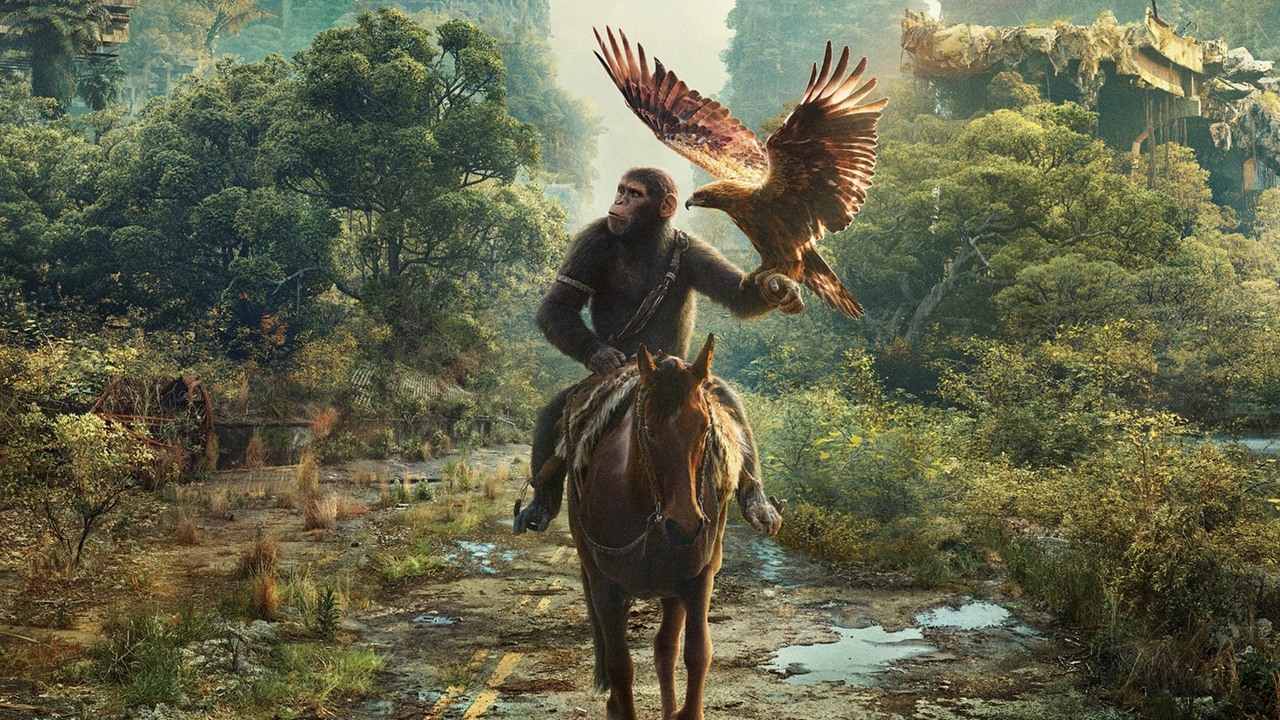 Ile jest filmów z serii Planeta małp? Oto wszystkie produkcje w kolejności chronologicznej, źródło grafiki: Królestwo planety małp, Wes Ball, 20th Century Studios, 2024.