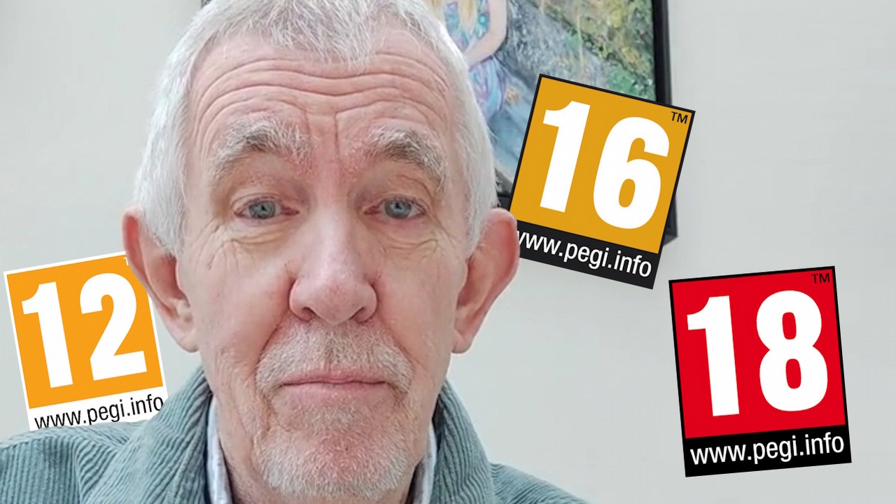 Znasz jego głos z gier, choć nie wiesz, kim jest. Po 15 latach Richard Wells przedstawił się na TikToku jako „głos PEGI” i zrobił furorę, źródło grafiki: PEGI; Richar Wells, TikTok, 2024.