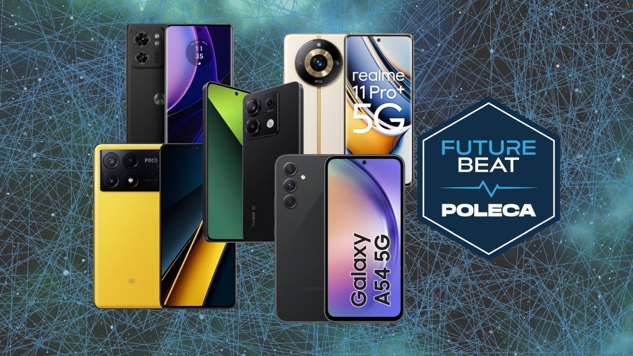 Telefon do 2000 zł. Ranking TOP 10 najlepszych smartfonów ze średniej półki na 2024 rok, źródło grafiki: Geralt / Pixabay (tło), materiały promocyjne.