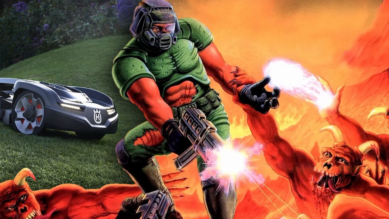 Jedna z najważniejszych strzelanek wszech czasów trafiła na nową „platformę”. W kultowego Dooma można będzie zagrać na kosiarce, źródło grafiki: id Software / Husqvarna..