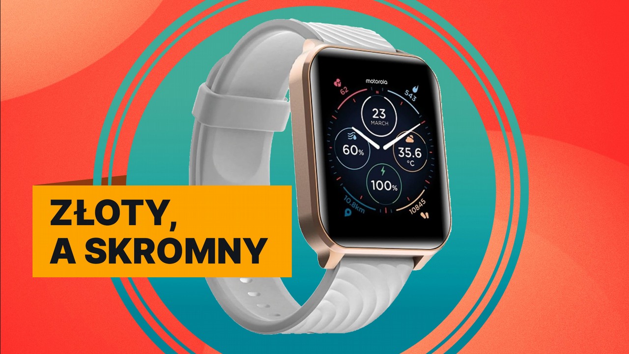 Złoty, a skromny. Ten smartwatch firmy Motorola jest genialny pod wieloma względami. W Media Markt jest tańszy niż kiedykolwiek wcześniej, źródło grafiki: motorola.