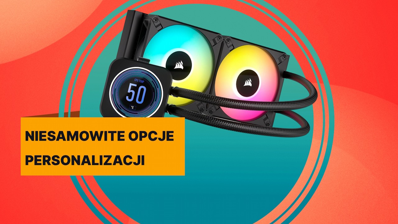 Układ chłodzenia z bajeranckim wyświetlaczem w promocji na Amazon, źródło grafiki: Corsair.
