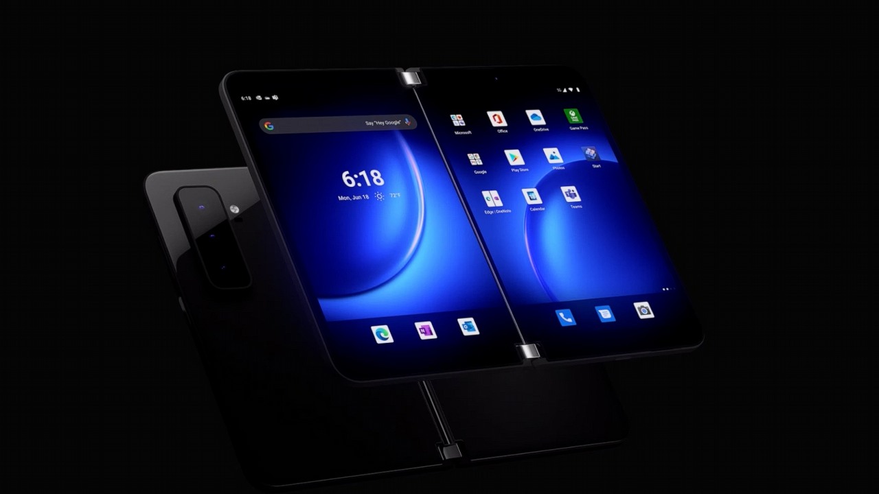 Microsoft zgłasza patent na składany telefon, to może być Surface Duo 3, źródło grafiki: Microsoft / Surface Duo 2.