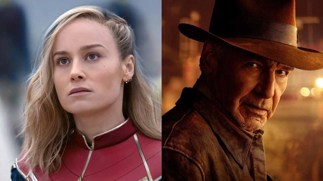 Dlaczego nowe filmy Disneya ponoszą porażki w box office? Decydenci wytwórni ponoć znają odpowiedź, źródło grafiki: Marvels, Nia DaCosta, Disney, 2023 / Indiana Jones i artefakt przeznaczenia, James Mangold, Disney, 2023.