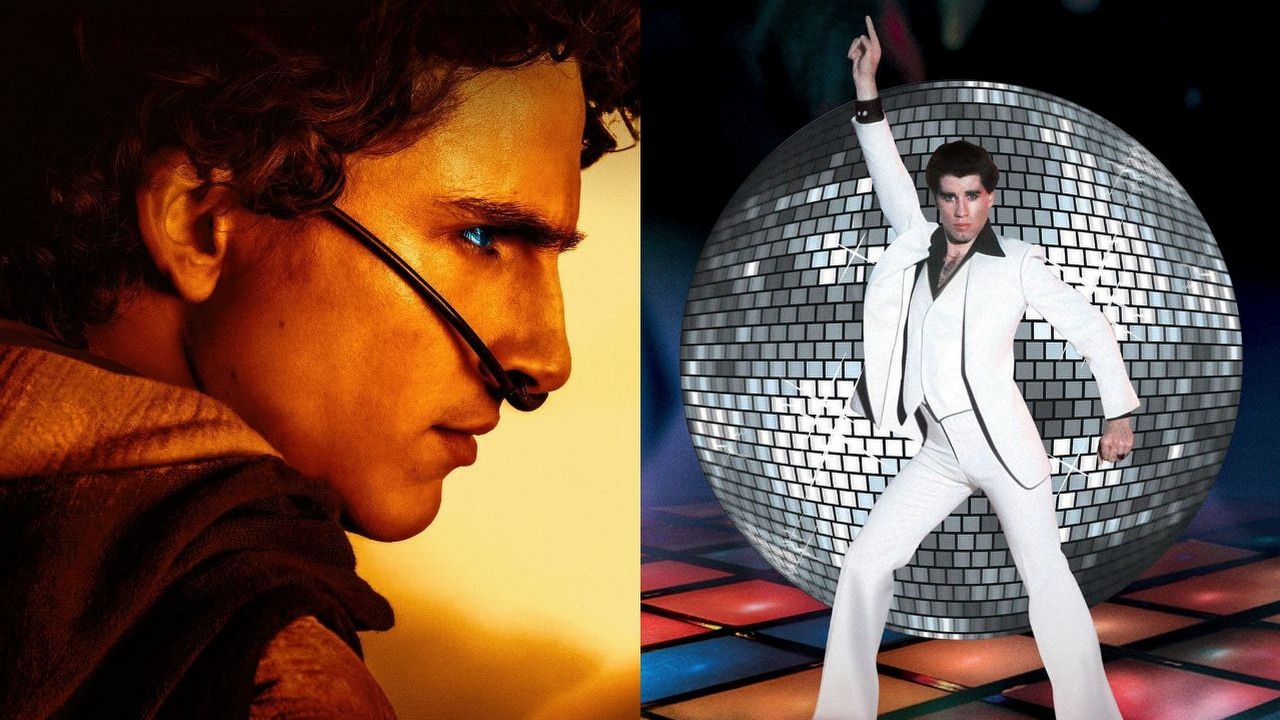 Timothee Chalamet pobił rekord box office ustanowiony przez Johna Travoltę 46 lat temu. Wszystko za sprawą Diuny 2 i Wonki, źródło grafiki: Diuna 2, Denis Villeneuve, Warner Bros., 2024 /  Gorączka sobotniej nocy, John Badham, RSO, 1977.