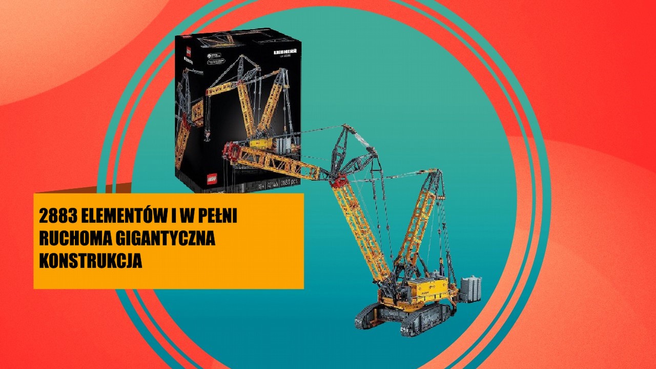 Jedna z największych klockowych konstrukcji w ofercie LEGO jest teraz na promocji. Zostań operatorem ogromnego żurawia gąsienicowego, źródło grafiki: LEGO.