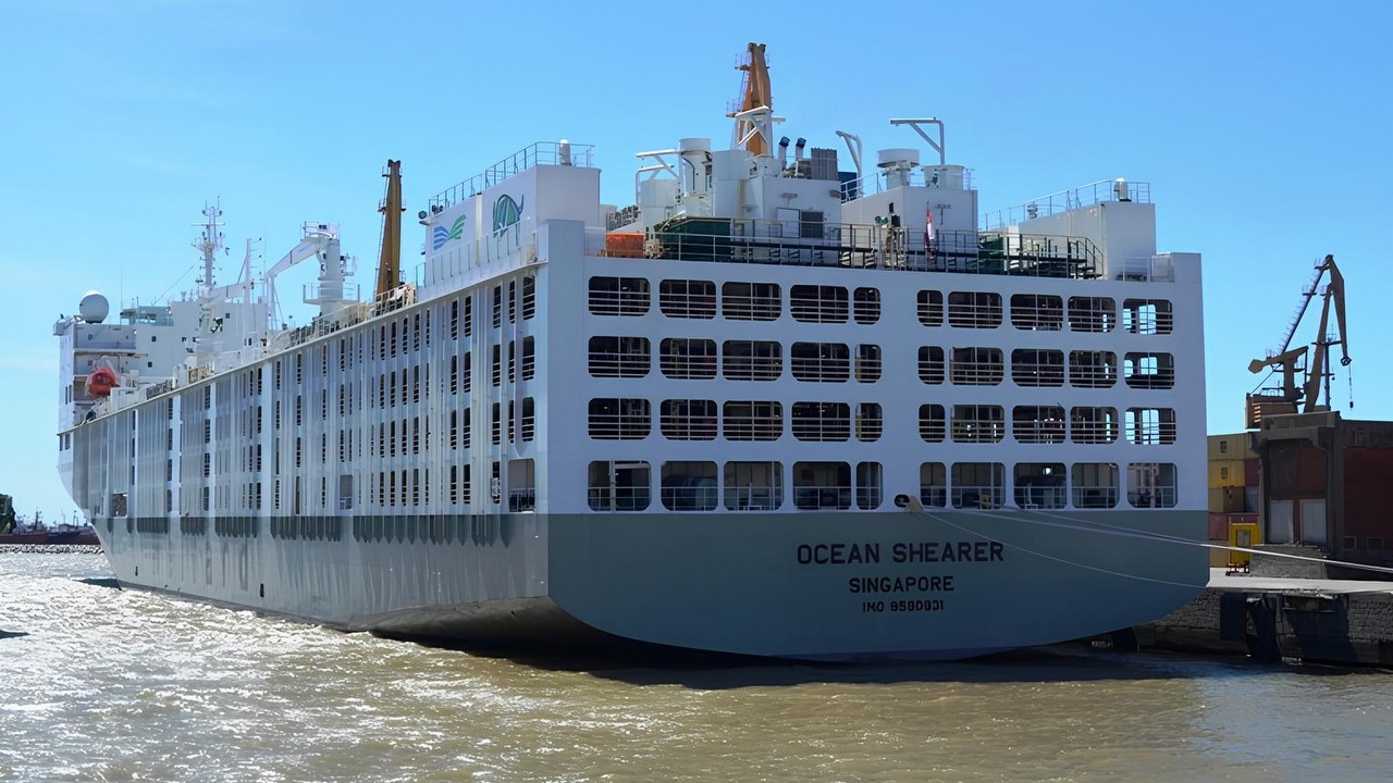 Olbrzymi statek przeznaczony do transportu zwierząt z Australii przewozi przez oceany ponad 75 000 owiec, źródło grafiki: Vessel Geeks | Facebook.