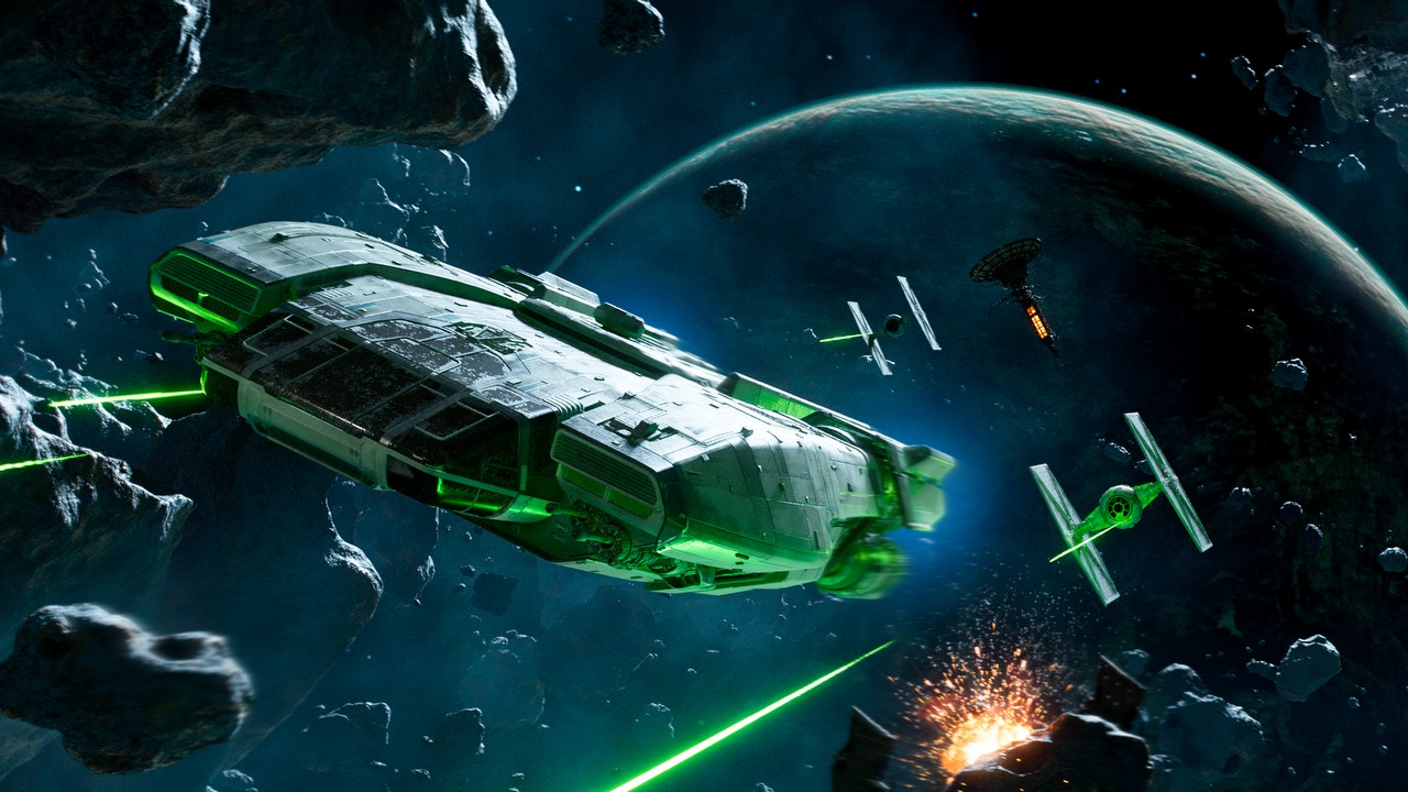 Star Wars: Outlaws będzie miało ciekawszy kosmos niż Starfield, przynajmniej „na papierze”. Nie zabraknie „epickich walk”, źródło grafiki: Ubisoft..