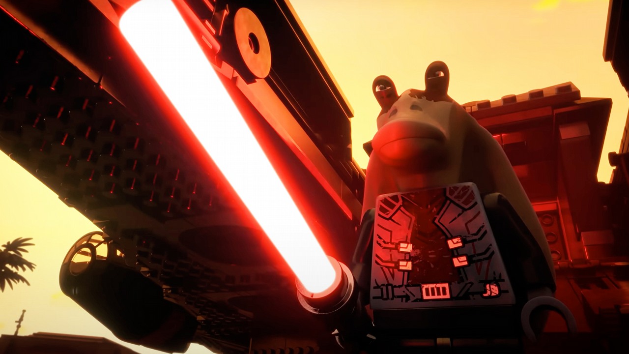 Darth Jar Jar w zwiastunie LEGO Star Wars: Rebuild the Galaxy. Fani w końcu zobaczą tę postać jako Sitha, źródło grafiki: LEGO Star Wars: Rebuild the Galaxy, Disney+, 2024.