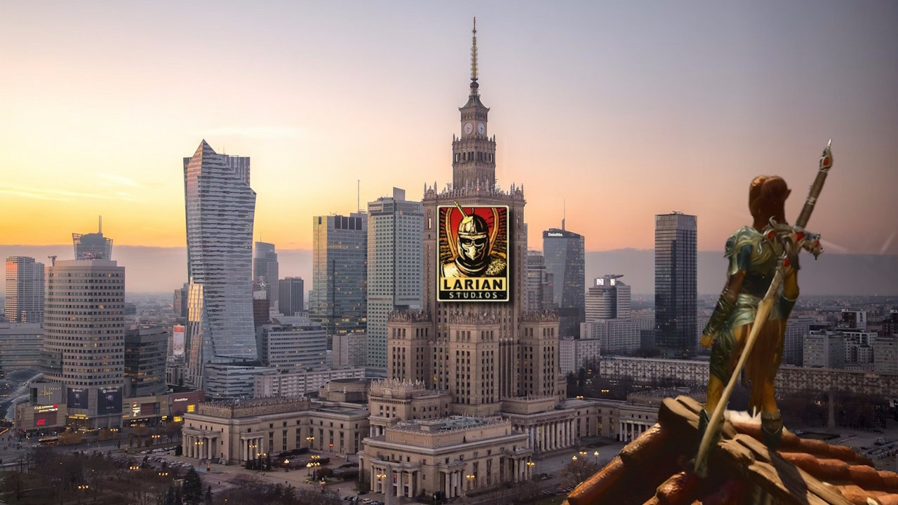 Larian Studios Warsaw pomoże przy dwóch nowych, ambitnych grach RPG twórców Baldur's Gate 3. Pokazano logo studia, źródło grafiki: Larian Studios / Unsplash / Iwona Castiello d'Antonio.