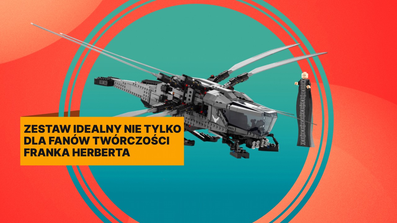 Cena zestawu LEGO Diuna Ornithopter miło mnie zaskoczyła. Aż trudno uwierzyć, że to arcydzieło w portfolio duńskiego producenta jest tak tanie, źródło grafiki: Materiały promocyjne; LEGO.pl.