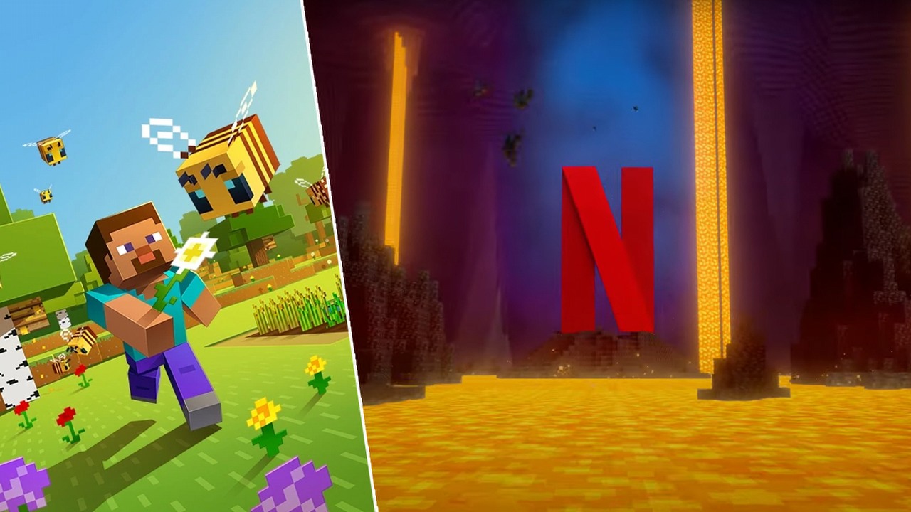 Minecraft nie tylko z filmem live-action. Gra otrzyma też animowany serial na Netflixie, źródło grafiki: Minecraft, Mojang Studios, 2011 / YouTube: Netflix, 2024.