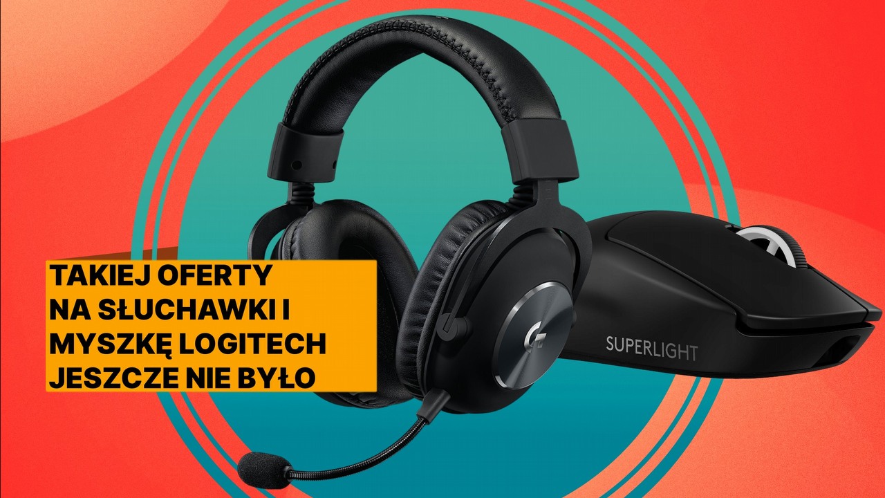 Miażdżąca promocja polskiego elektromarketu na zestaw Logitech. Słuchawki Pro X Lightspeed i myszka Pro X Superlight to duet marzeń, który każdy gracz powinien posiadać, źródło grafiki: Logitech; materiały promocyjne.