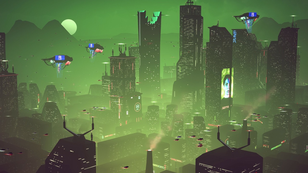 Cyberpunkowa gra o budowaniu miasta przyszłości zadebiutowała na Steam. Dystopika zbiera bardzo pozytywne recenzje i jest zaskakująco tania, źródło grafiki: Voids Within..