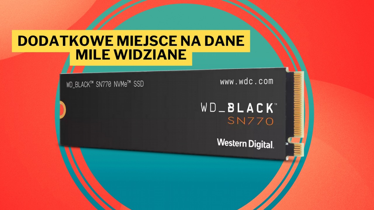 Piekielnie szybki dysk SSD w historycznie niskiej cenie na Amazon. WD Black SN770 o pojemności 1 TB to idealny wybór dla posiadaczy PC i PlayStation 5, źródło grafiki: Western Digital.