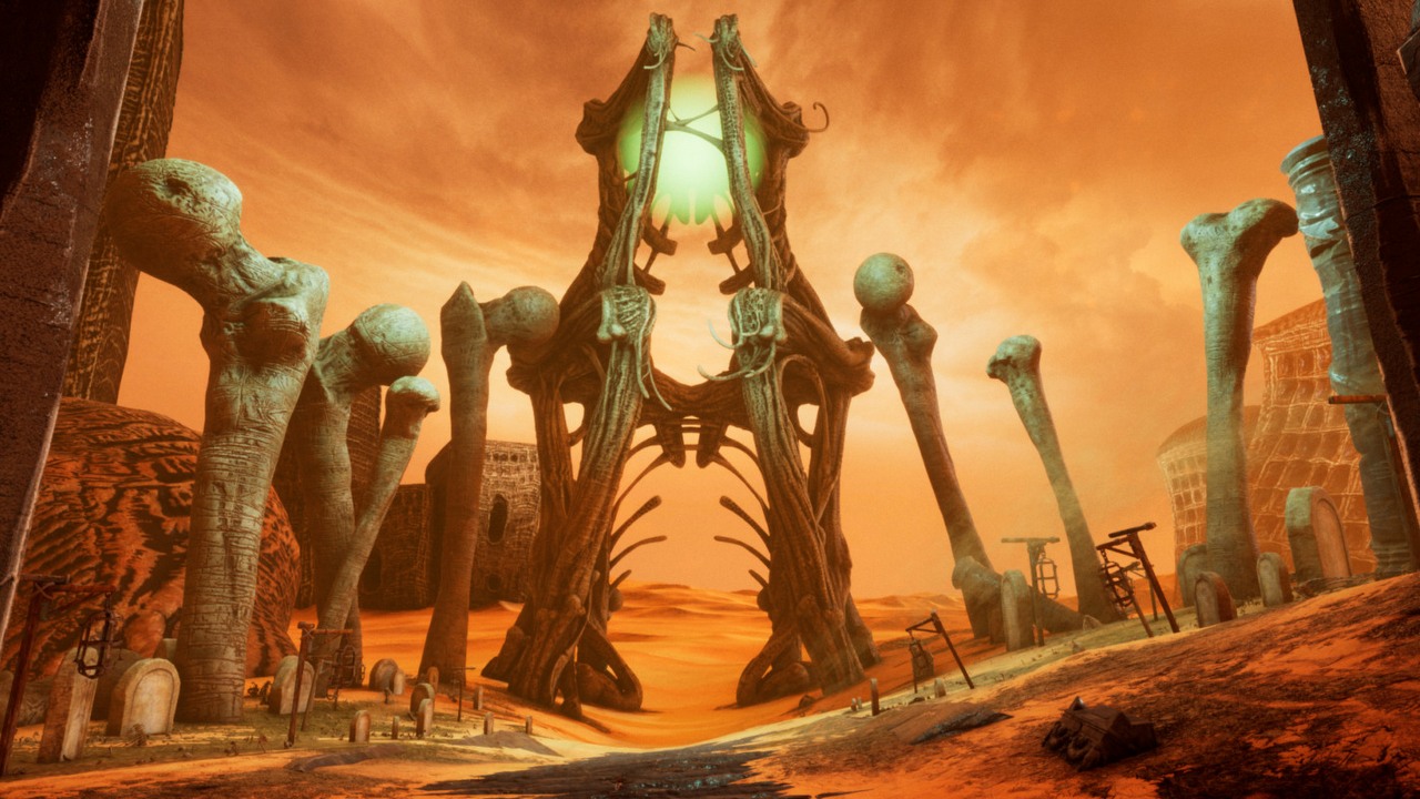 Powstaje pierwszoosobowy horror inspirowany twórczością Zdzisława Beksińskiego. W Necrophosis makabra ociera się o groteskę, źródło grafiki: Dragonis Games.