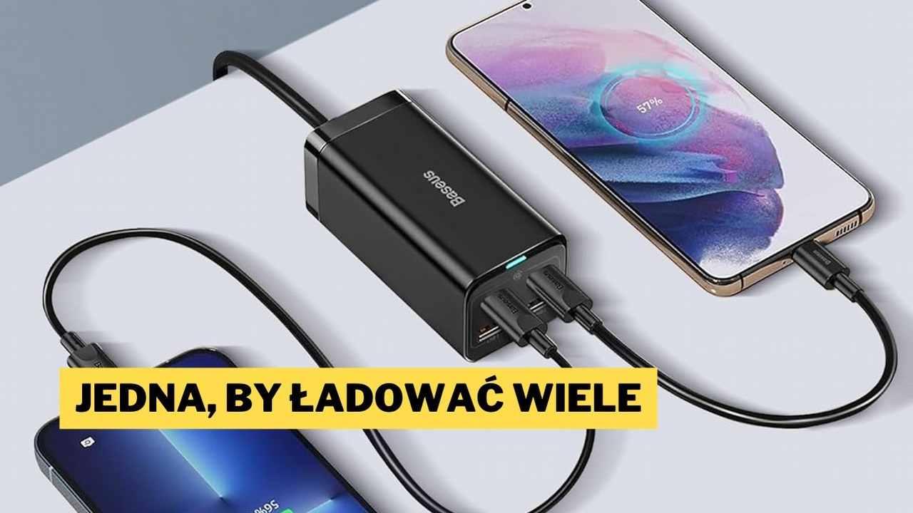 Taką promocję mógł zrobić tylko Amazon. Ładowarka Baseus o mocy 100 W i z funkcją ładowania 4 urządzeń jednocześnie ponad 100 zł taniej, źródło grafiki: Baseus; materiały promocyjne.