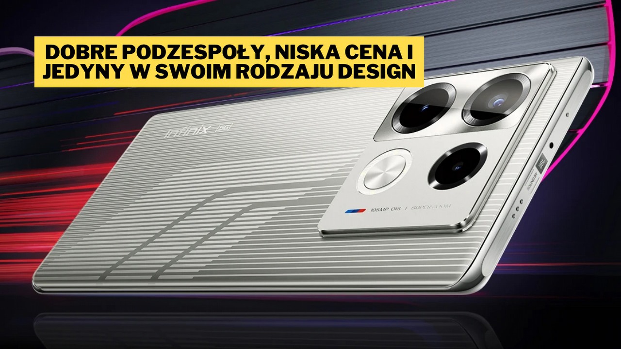 Smartfon stworzony dla fanów BMW. Infinix Note 40 Racing Grey Edition to wyposażony w 108-megapikselowy aparat „średniak”, który może zawojować rynek designem i niską ceną, źródło grafiki: Infinix.